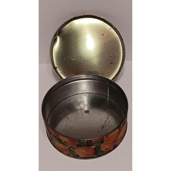 Vintage Golden Kernel Holiday Mix Tin | Fruit Print Metal Storage Tin - Picture 3 of 4